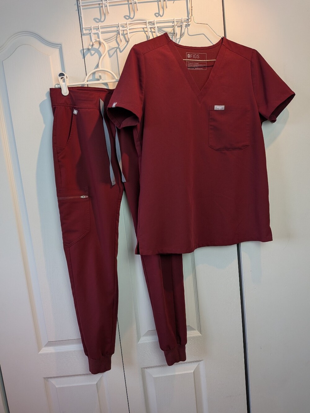 FIGS Scrub Uniform Burgundy Color Top Size Small Pants Size XS Nurse, Doctor Etc
